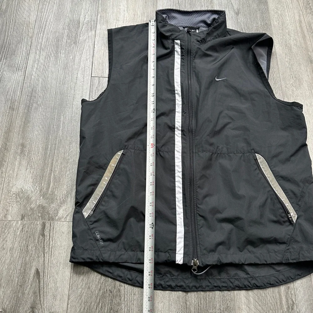 Nike Y2K Clima-Fit Black full Zip Vest Jacket Men's XL Reflective Pockets